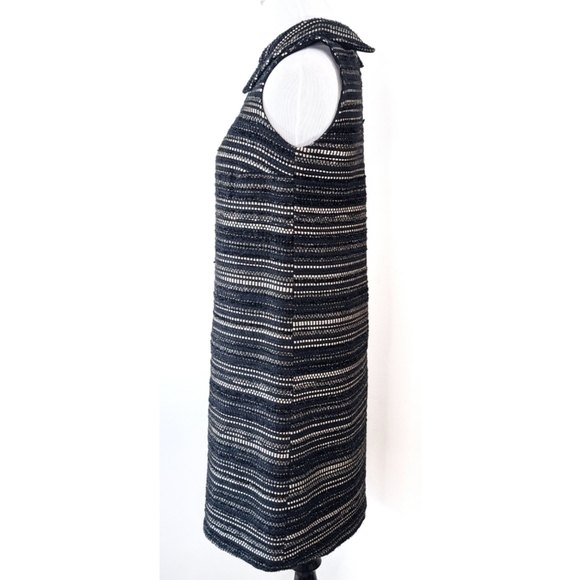 REBECCA Vallance Collared Textured Black Gold Shift Dress 8 - Picture 11 of 11